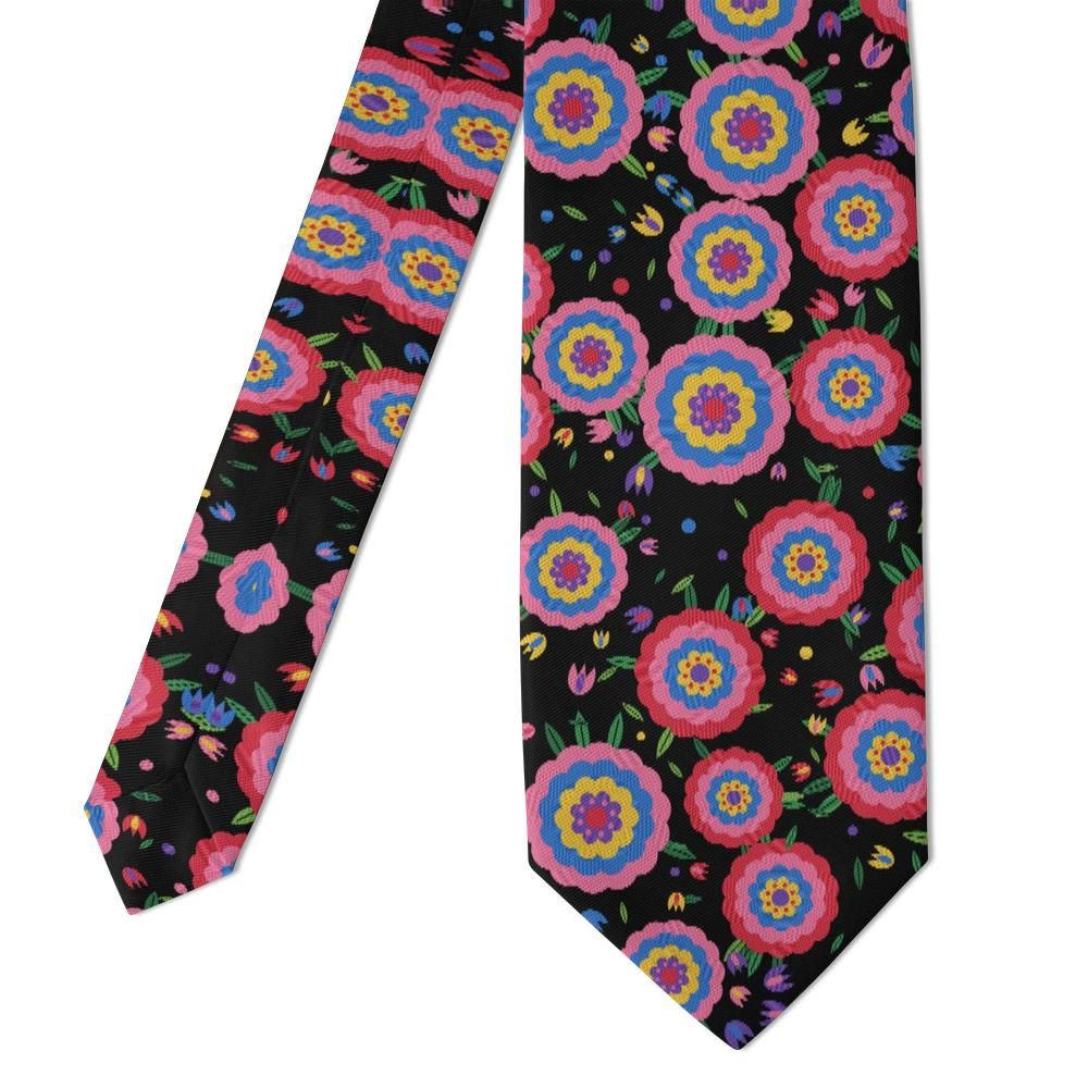 Hardenberg - Black Multicolor Matyo Rose Tie – Mezokovesd Night