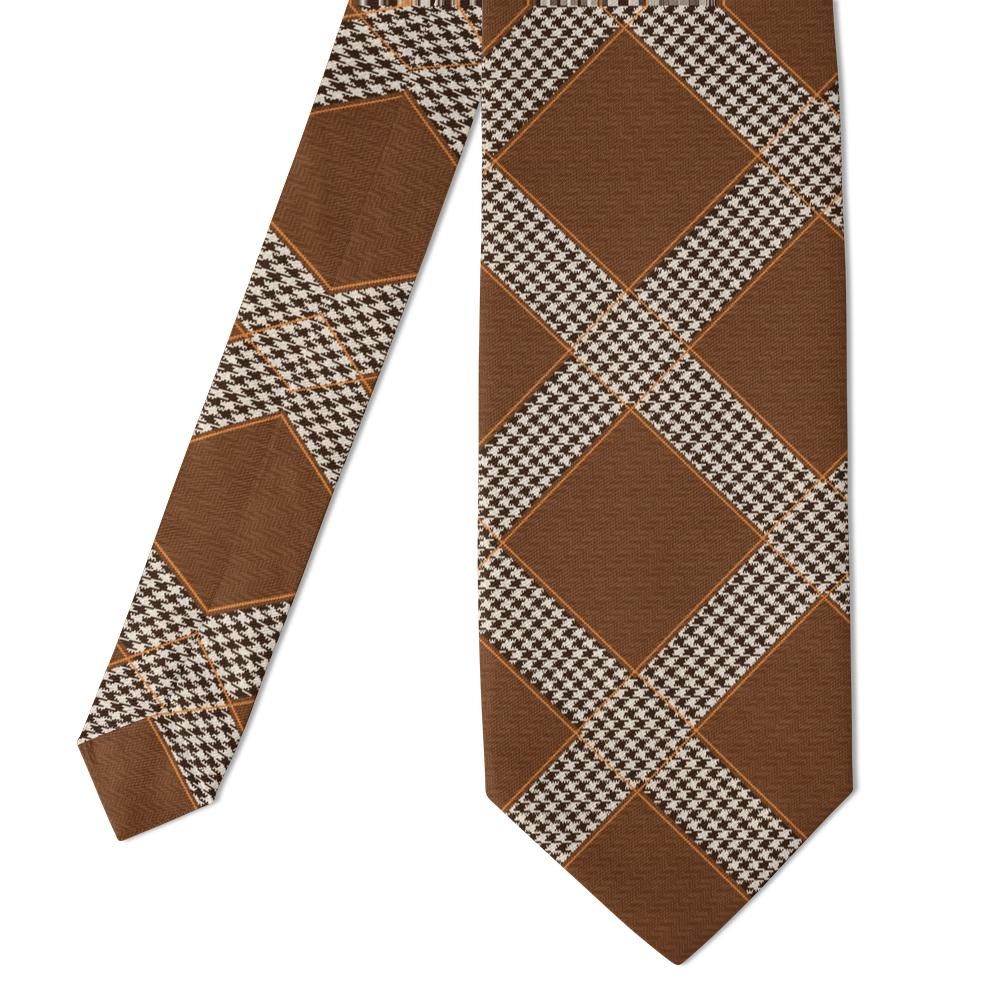 Ubaldini - Brown & Orange Herringbone Plaid Tie – Harvest Country