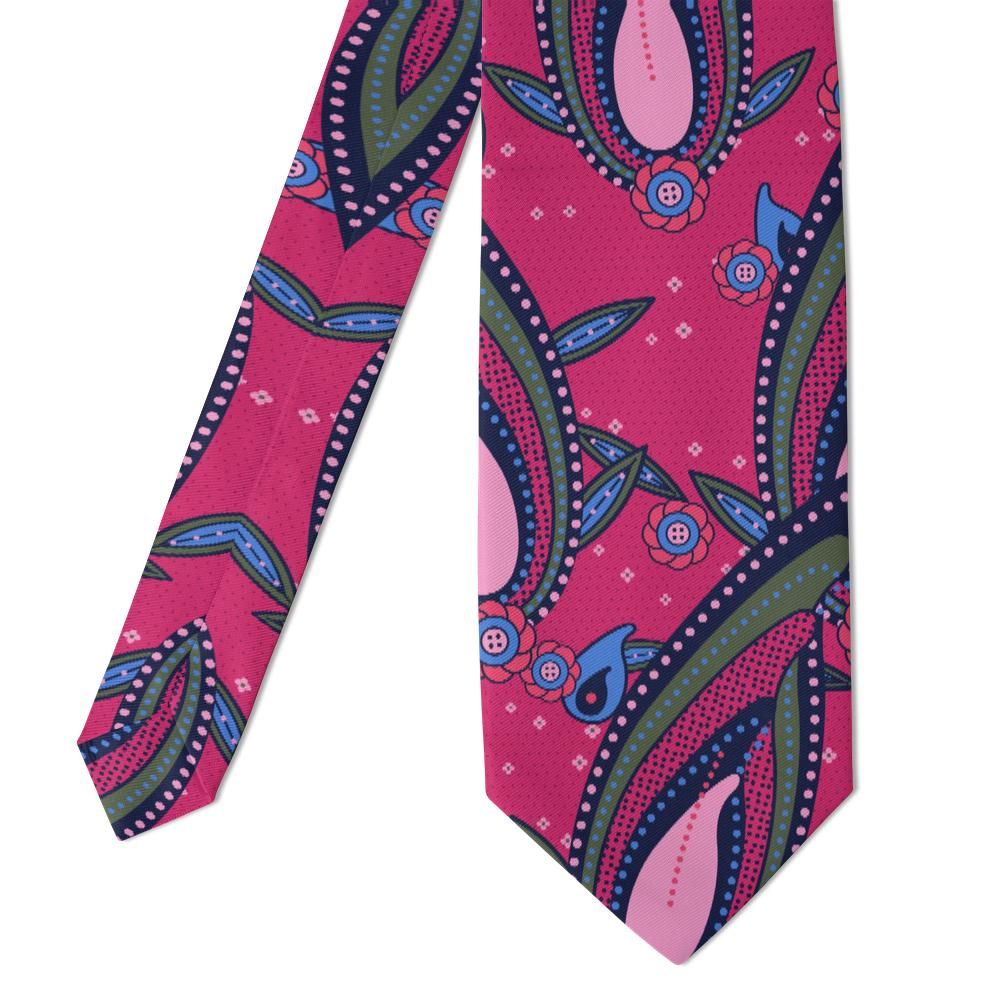 Valier - Fuchsia & Navy Leaf Paisley Tie – Garden Masquerade