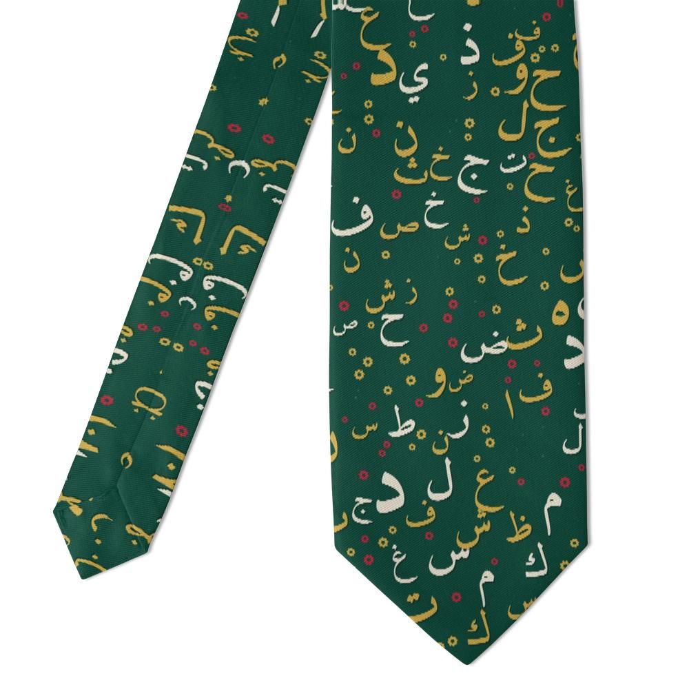 Krasicki - Emerald & Gold Arabic Letters Tie – Garden of Letters