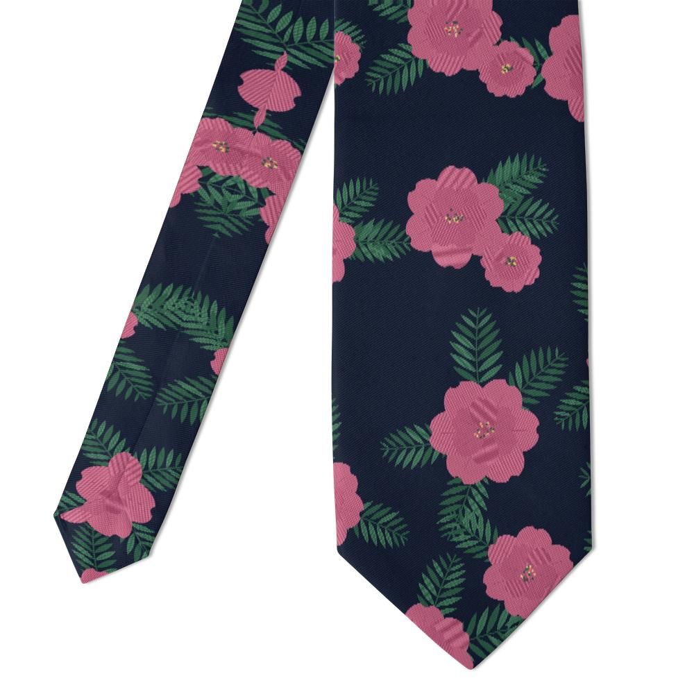 Gassion - Navy & Pink Floral Tie – Evening Bloom
