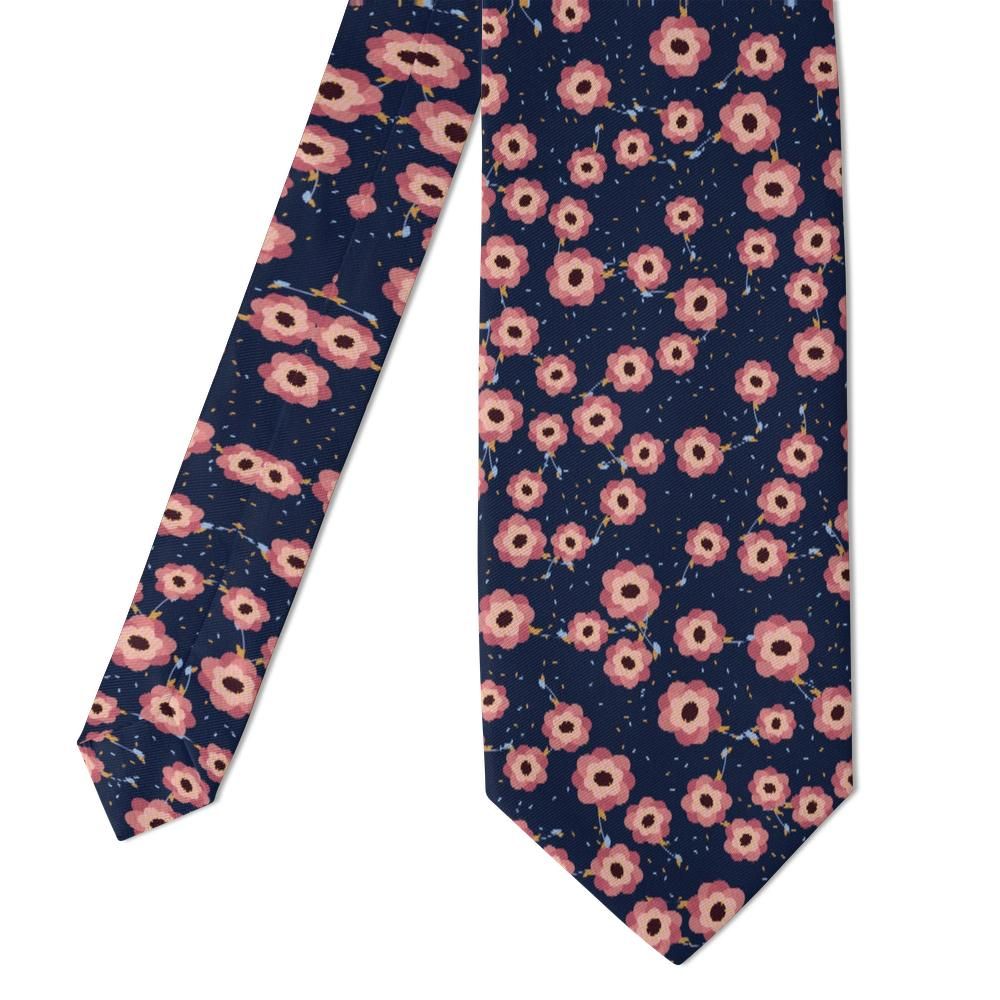Pazzi - Navy & Coral Painted Peony Tie – Evening Bloom