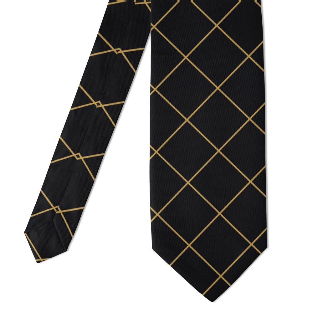 Vendome black and gold lattice tie — folded detail