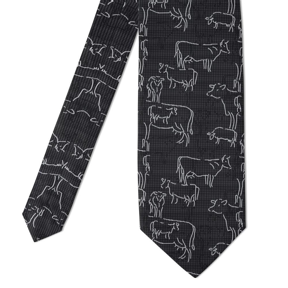 Beltrán - Charcoal & White Abstract Cow Tie – Chalk Herd