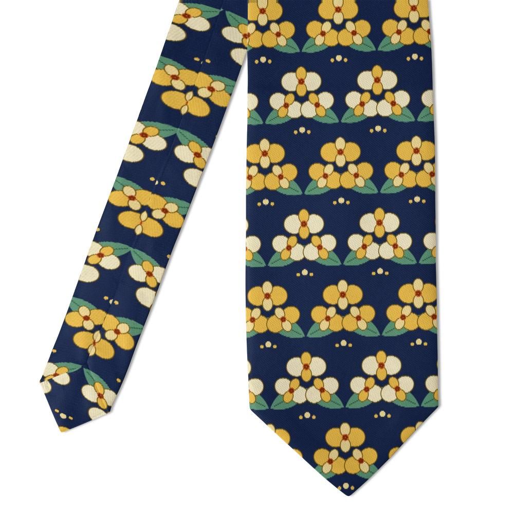 Porcia - Navy & Yellow Begonia Tie – Sun Terrace