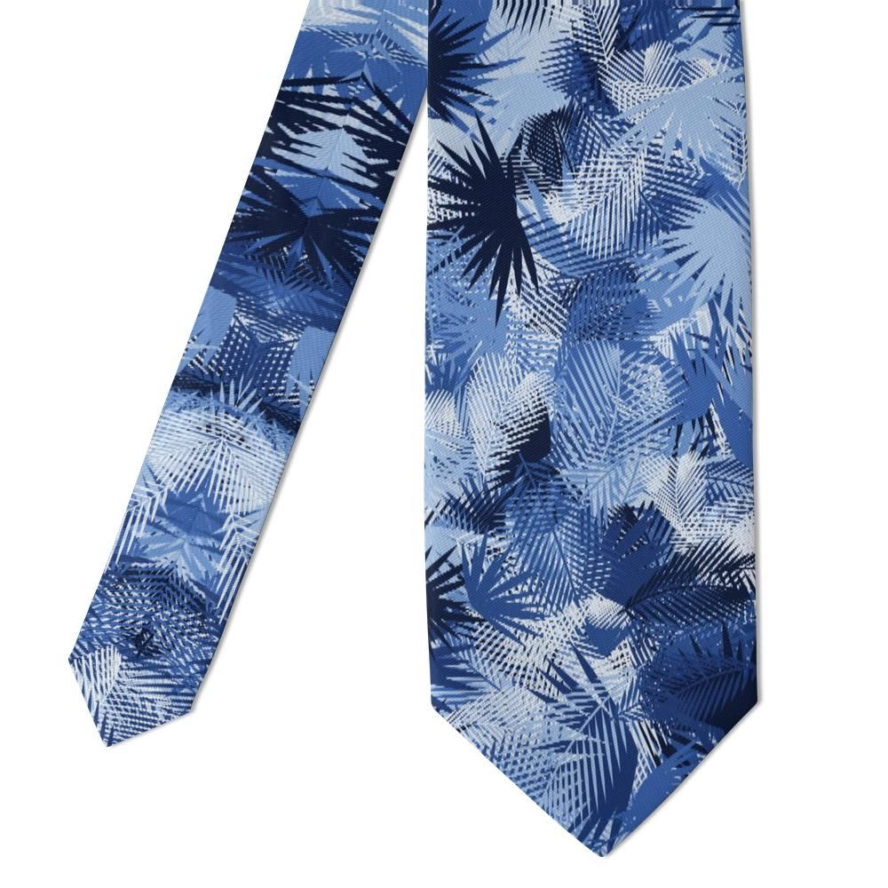 Podebusk - Sky & Navy Jungle Leaf Tie – Blue Lagoon