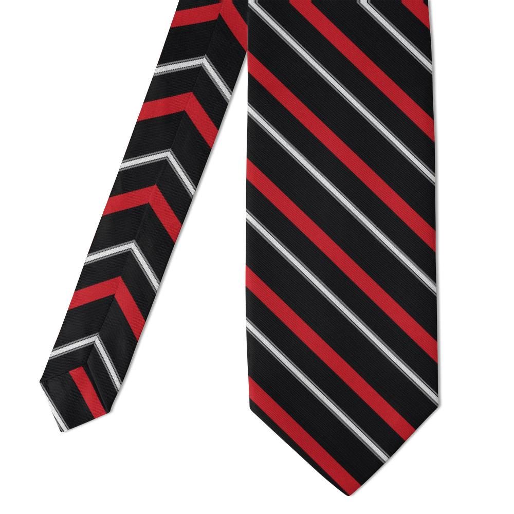 Polastron - Black, Red & White Bar Stripe Tie – Club Evening