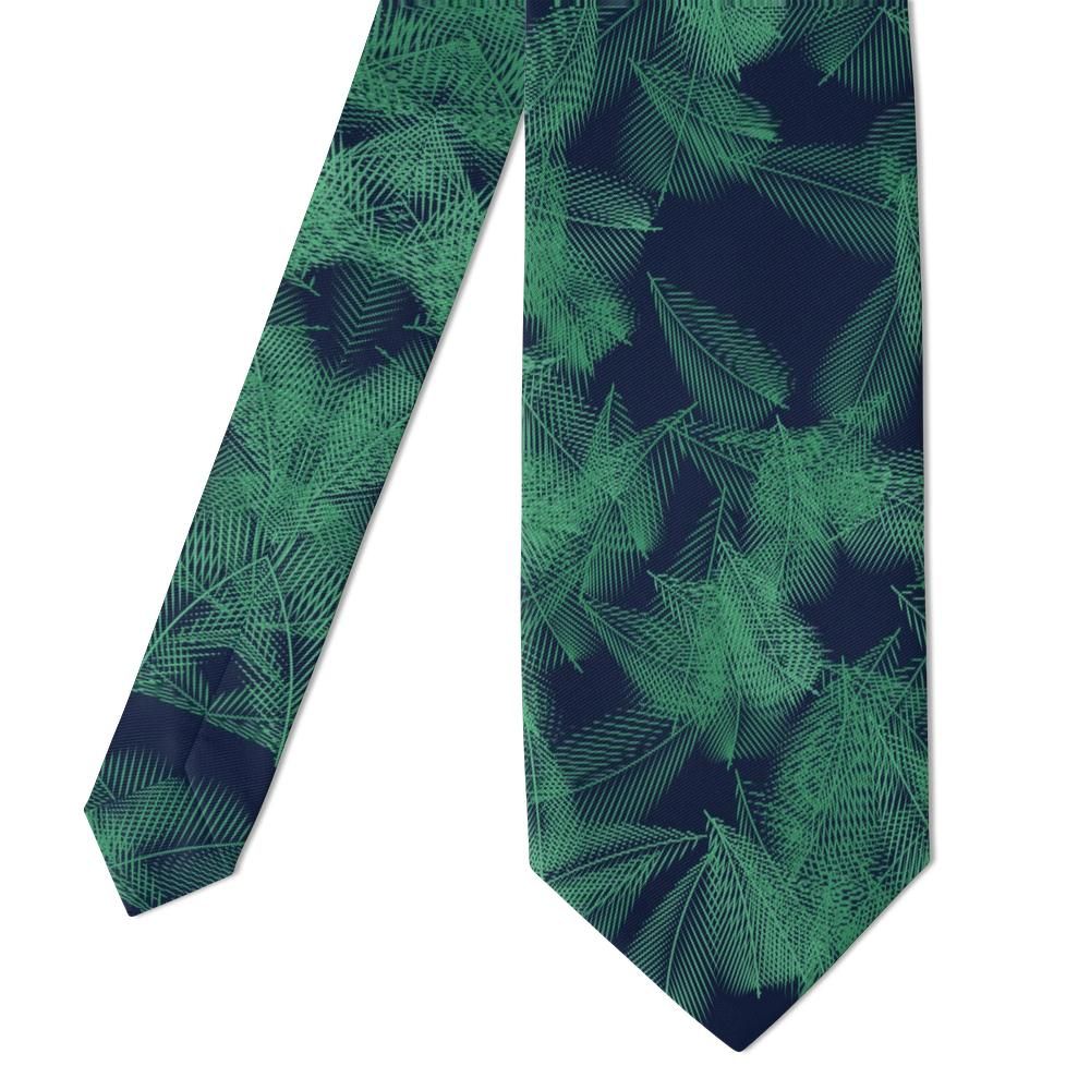 Kaas - Navy & Green Palm Frond Tie – Tropical Shade