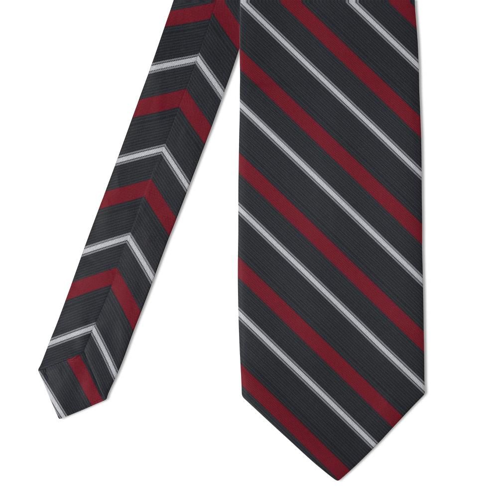 Polastron - Charcoal & Burgundy Bar Stripe Tie – City Dinner