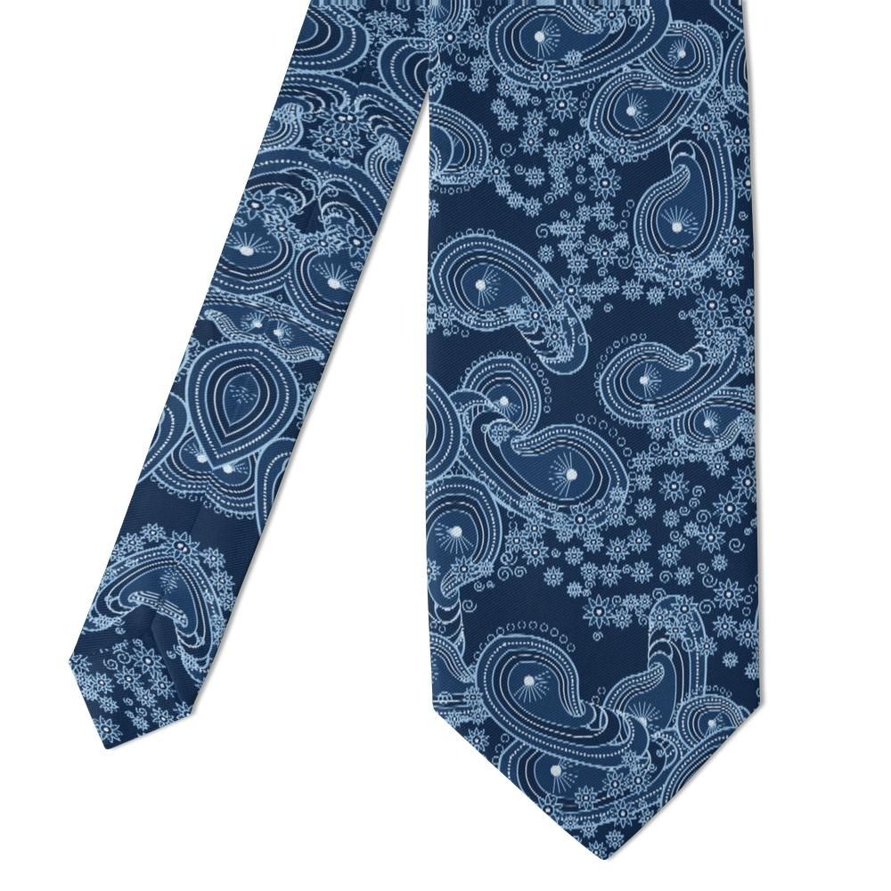 Marzano - Navy & Ice Blue Engraved Paisley Tie – Midnight Frost