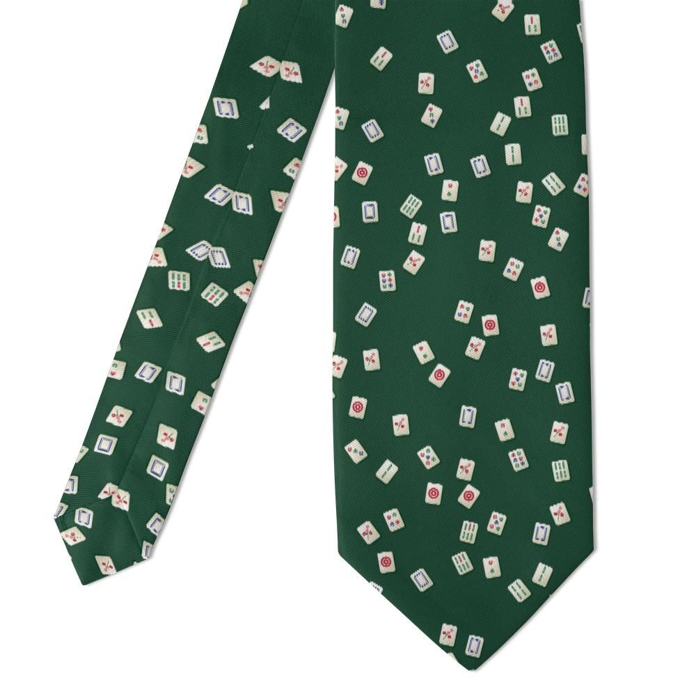 Seilern - Green Baize Mahjong Tile Tie – Bamboo, Circles & Dragons Tossed Across the Table