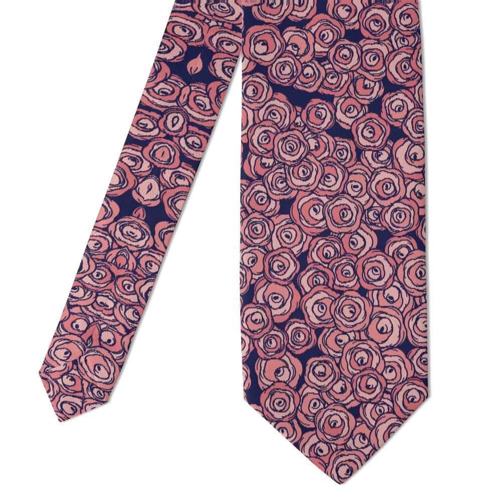 Rosenorn - Coral & Navy Line Rose Tie – Garden Sketch