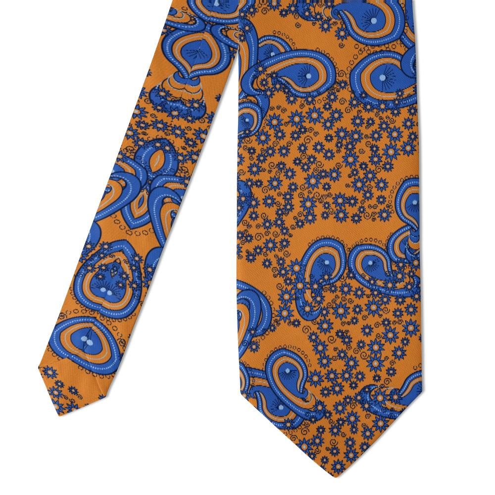 Marzano - Orange & Blue Engraved Paisley Tie – Amalfi Sun