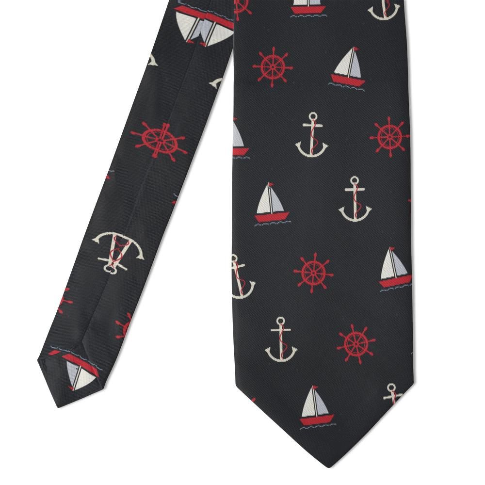 Zierotin - Charcoal & Red Nautical Tie – Storm Harbour