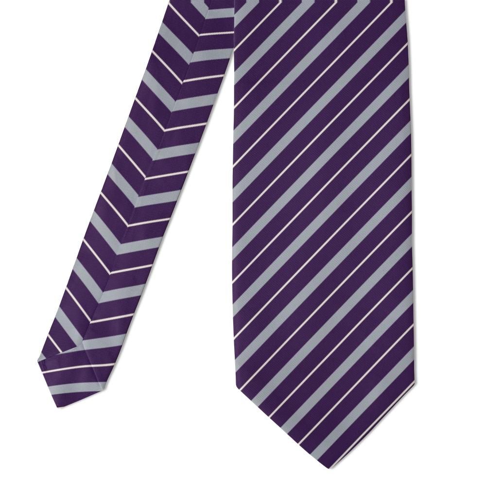 Talleyrand - Purple & Silver Regimental Stripe Necktie – Regal Poise