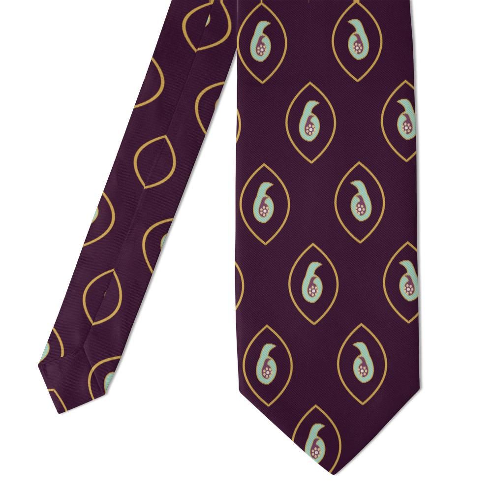 Querini - Aubergine & Mint Ogee Paisley Tie – Velvet Arcade