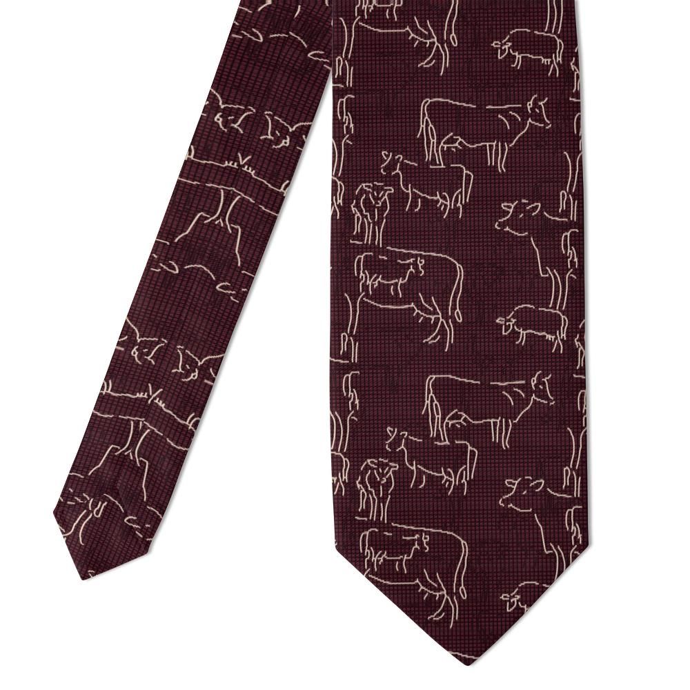 Beltrán - Burgundy & Cream Abstract Cow Tie – Dairy Evening