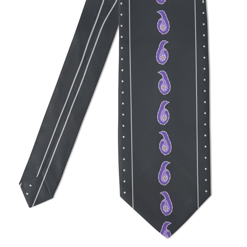 Gritti - Grey & Violet Boteh Stripe Tie – Twilight Colonnade