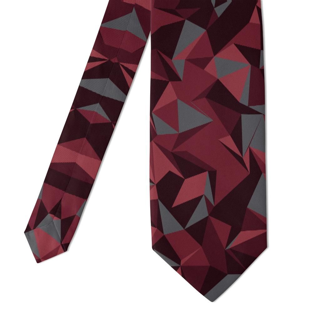 Galt - Burgundy & Charcoal Faceted Prism Tie – Garnet Shard