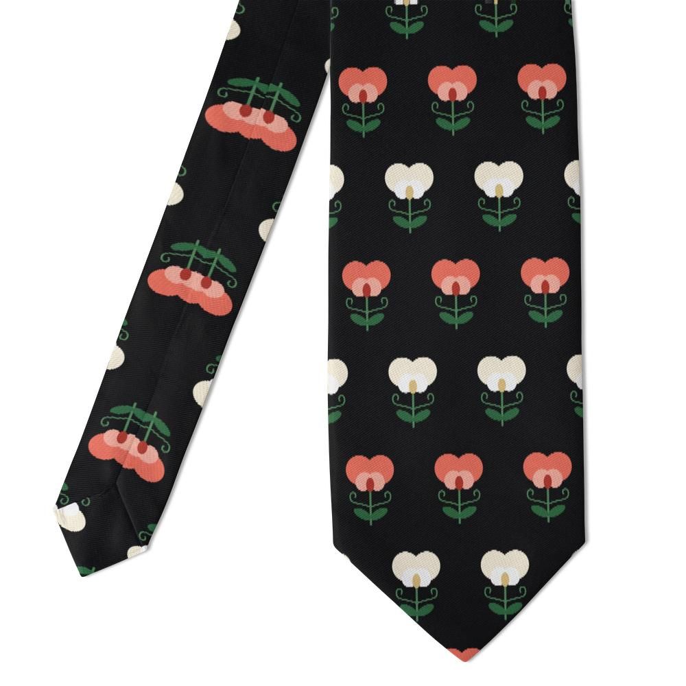 Thurn - Black & Coral Sweet Pea Tie – Evening Scent