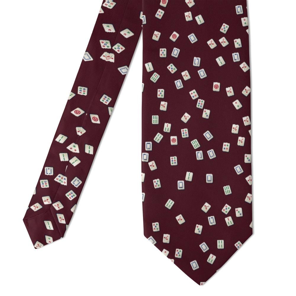 Seilern - Burgundy Mahjong Tile Tie – Ivory Tiles with a Card-Room Glow