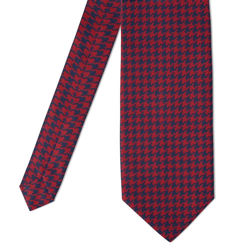 Montferrat - Red & Navy Houndstooth Tie – Bold Texture