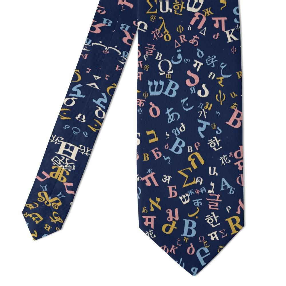 Dzialynski - Navy Polyglot Alphabet Tie – World Scripts
