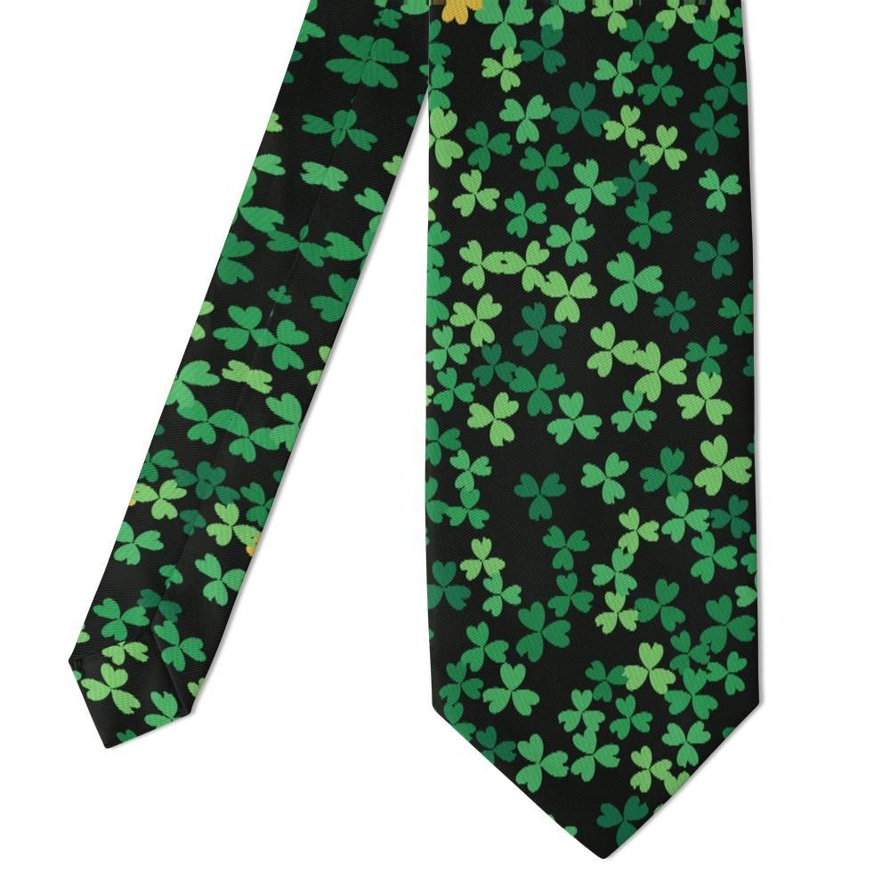 Frijs - Black & Green Shamrock Scatter Tie – Dublin Night