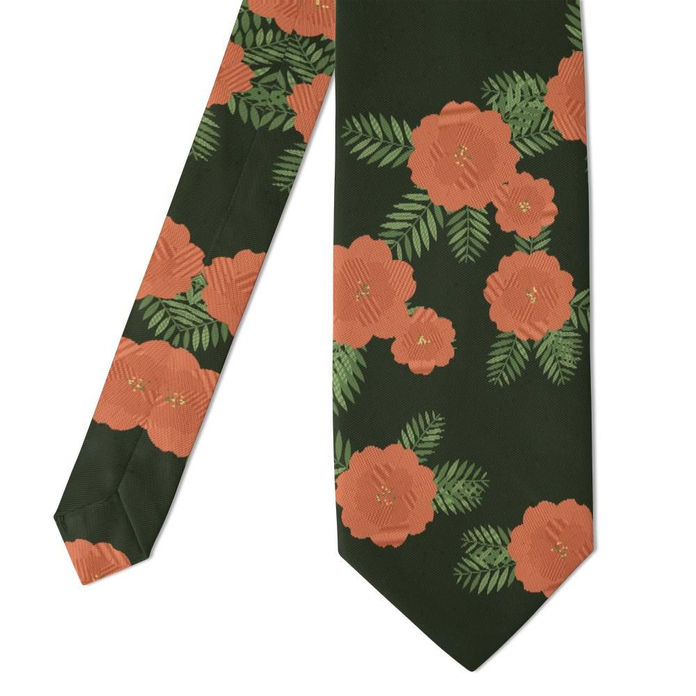 Gassion - Olive & Coral Floral Tie – Coral Grove
