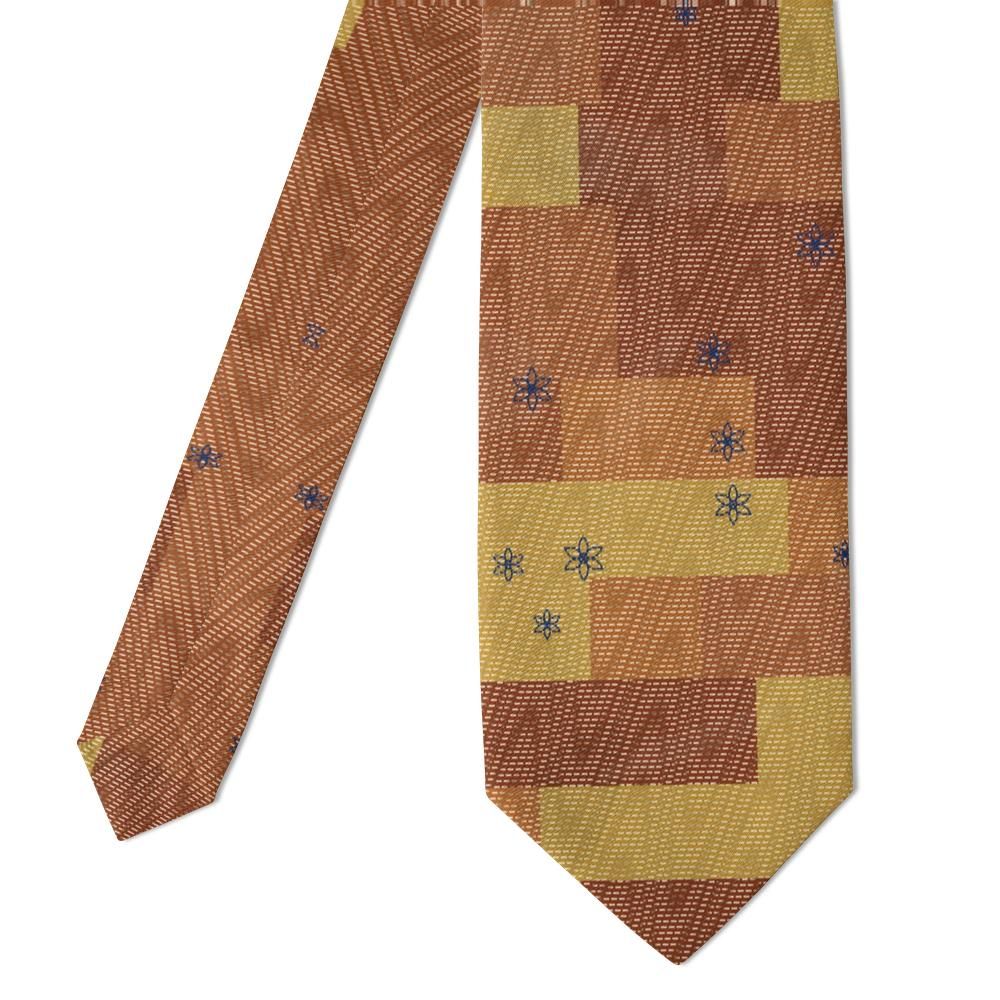 Lange - Rust & Saffron Kantha Stitch Tie – Monsoon Harvest