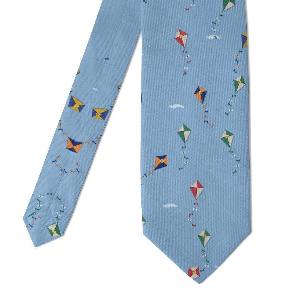 Poniatowski - Sky Blue Kite Tie – Colourful Kites on a Breezy Day