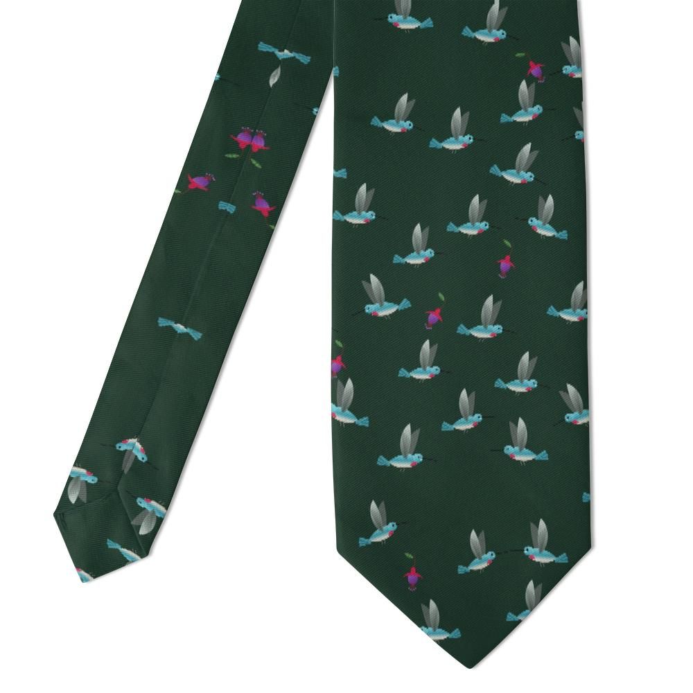 Radziejowski - Forest Green & Teal Hummingbird Tie – Iridescent Birds in Flight