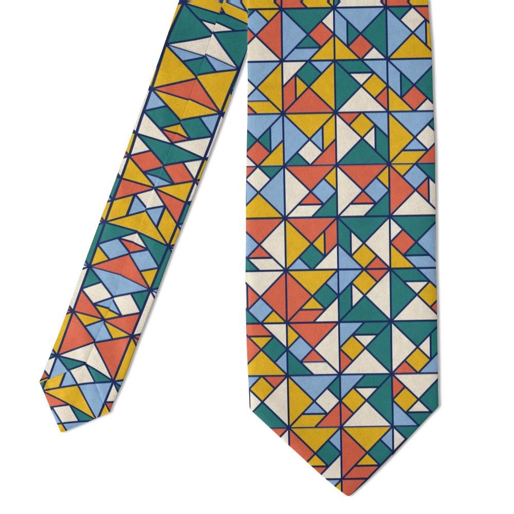 Tott - Navy Multicolor Tangram Tie – Puzzle Master