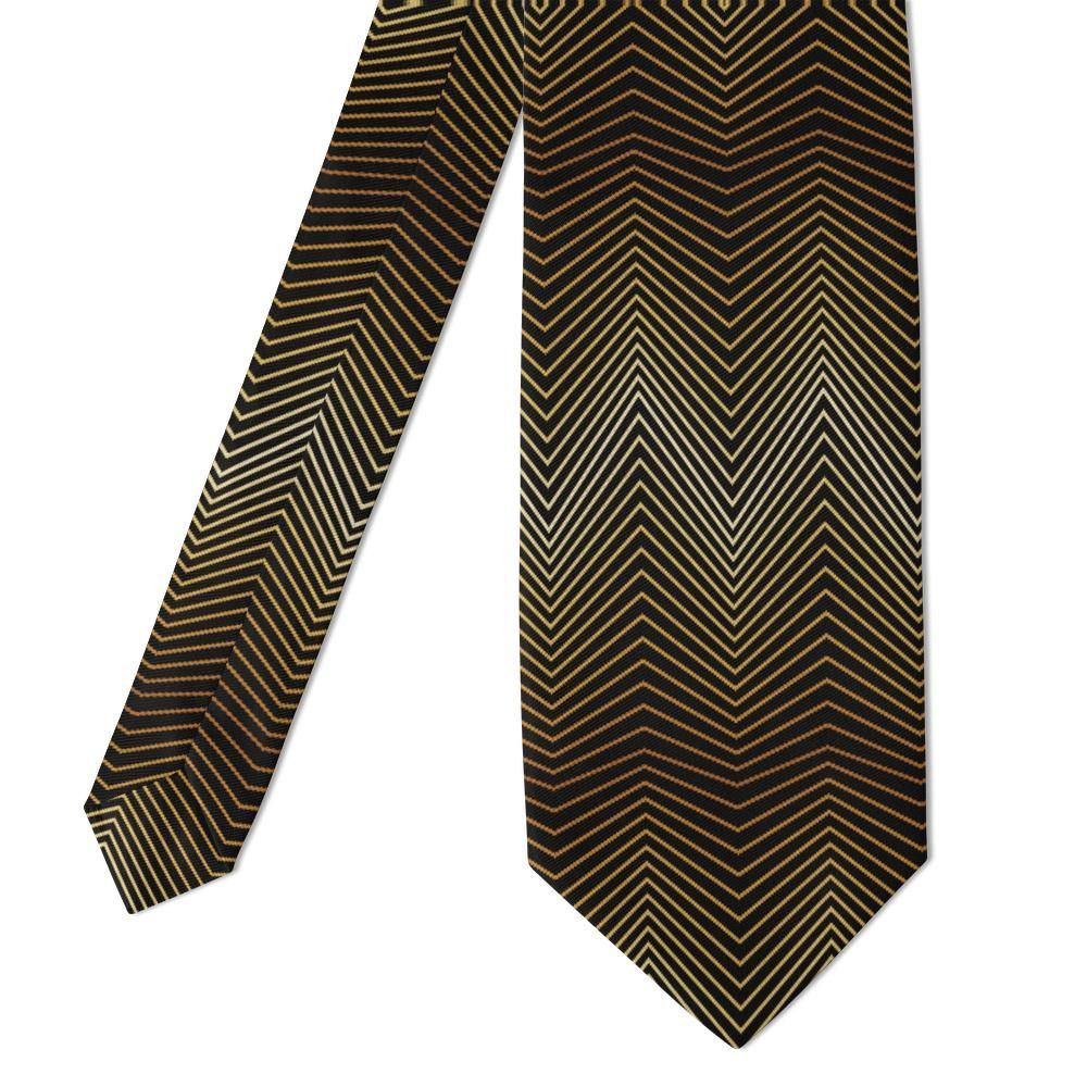Bielke - Black & Gold Zigzag Line Tie – Gatsby Wave