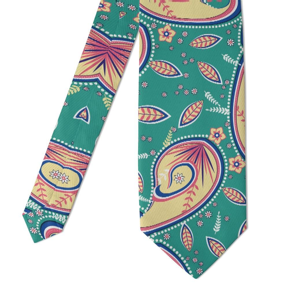 Zichy - Jade & Coral Fern Paisley Tie – Garden Promenade
