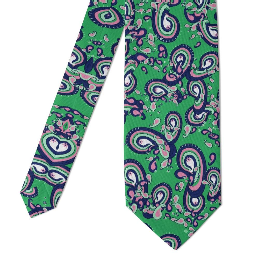 Cibo - Green & Navy Large Paisley Tie – Botanical Statement