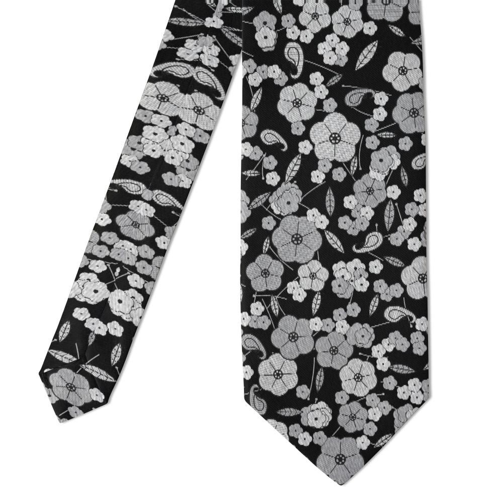 Czernin - Black & Silver Garden Floral Tie – Prague Nocturne