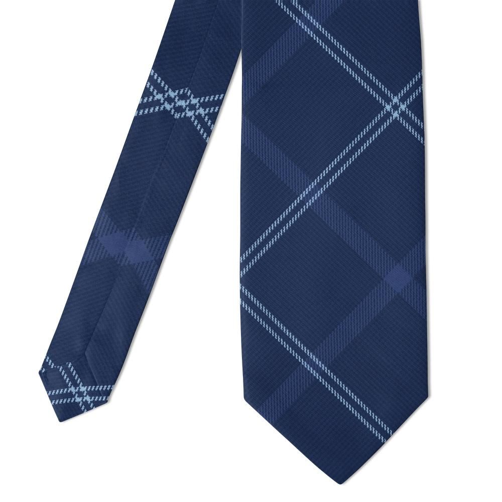 Bentinck - Navy & Sky Windowpane Check Tie – Boardroom Blue