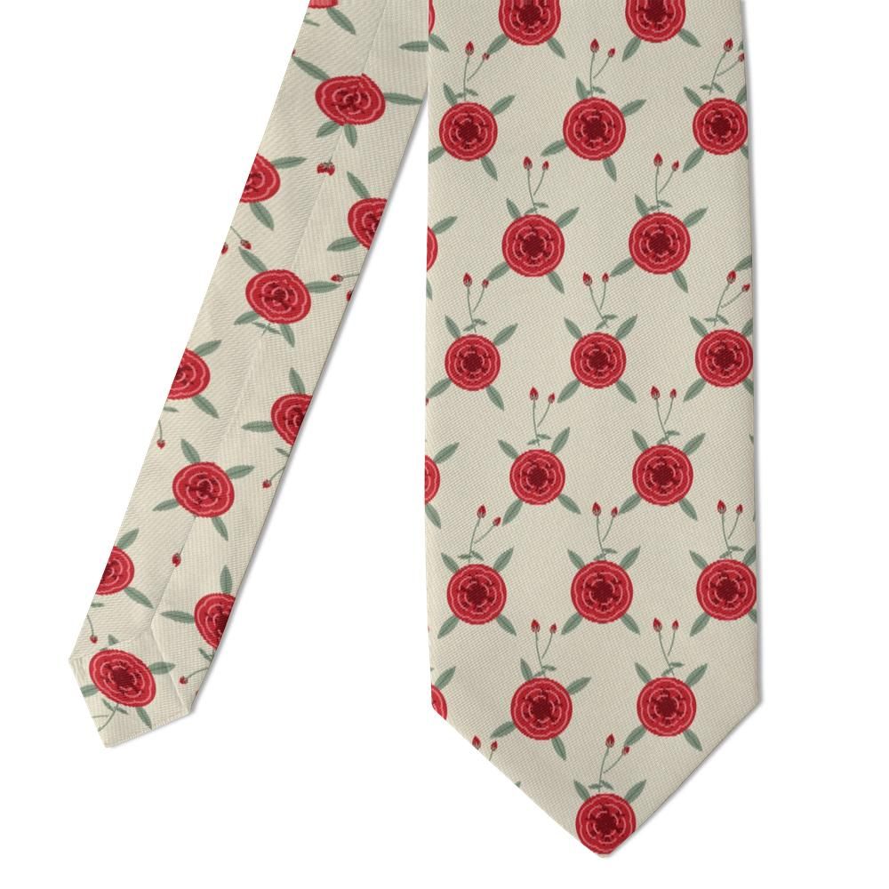 Thott - Cream & Red Cabbage Rose Tie – Cottage Romance