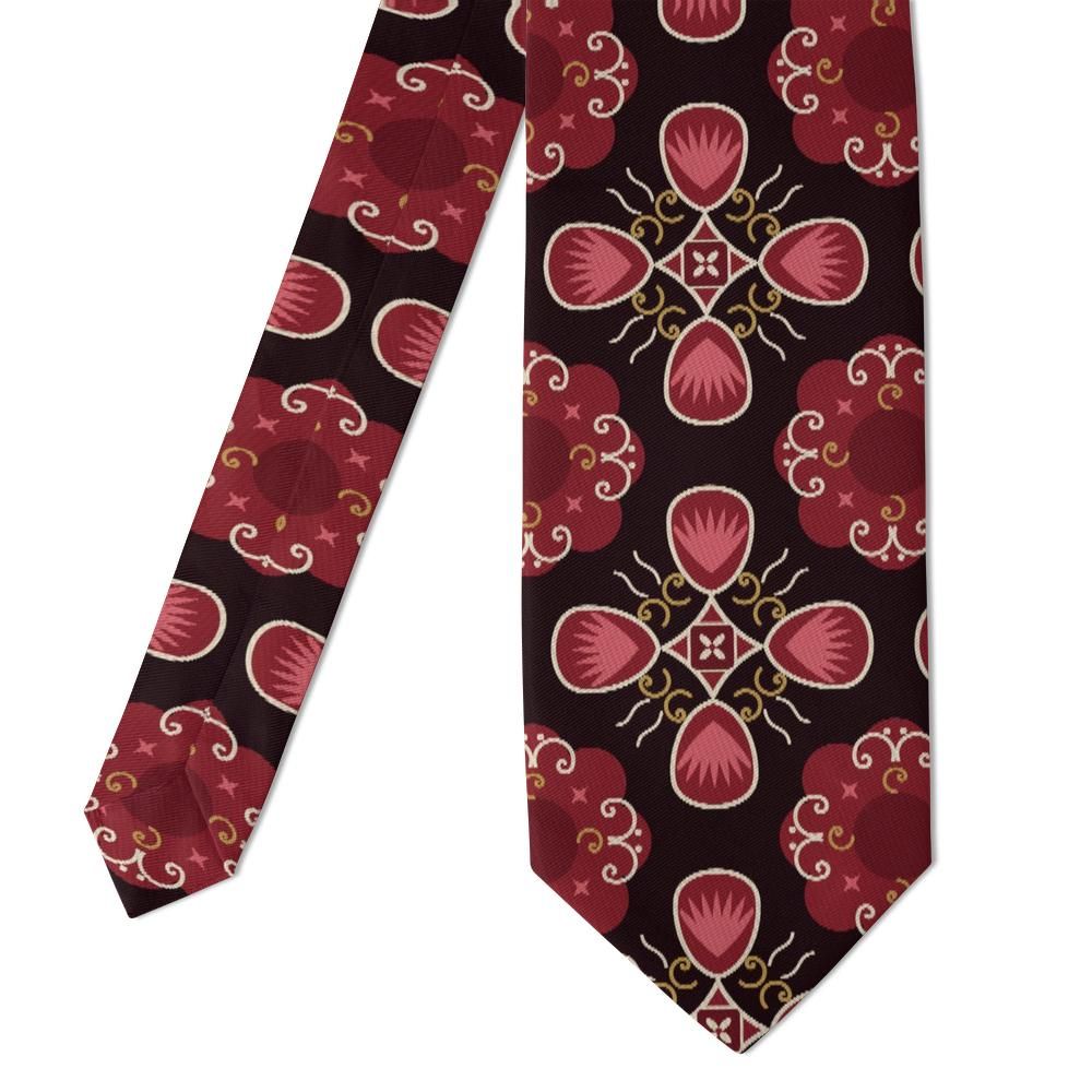 Rospigliosi - Burgundy & Rose Medallion Foulard Tie – Palazzo Red