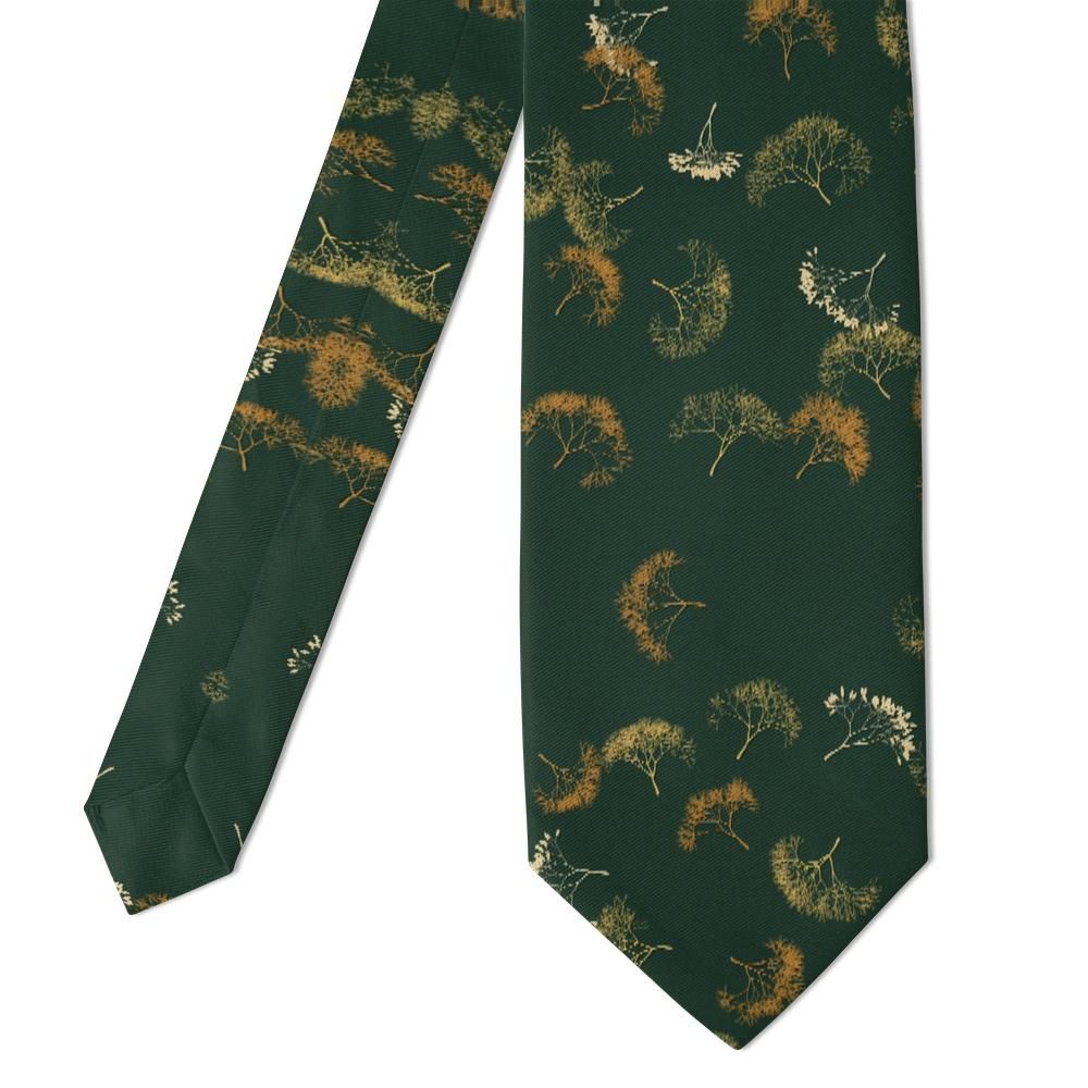 Chorinsky - Forest Green & Gold Seaweed Tie – Gilded Fronds from a Victorian Album