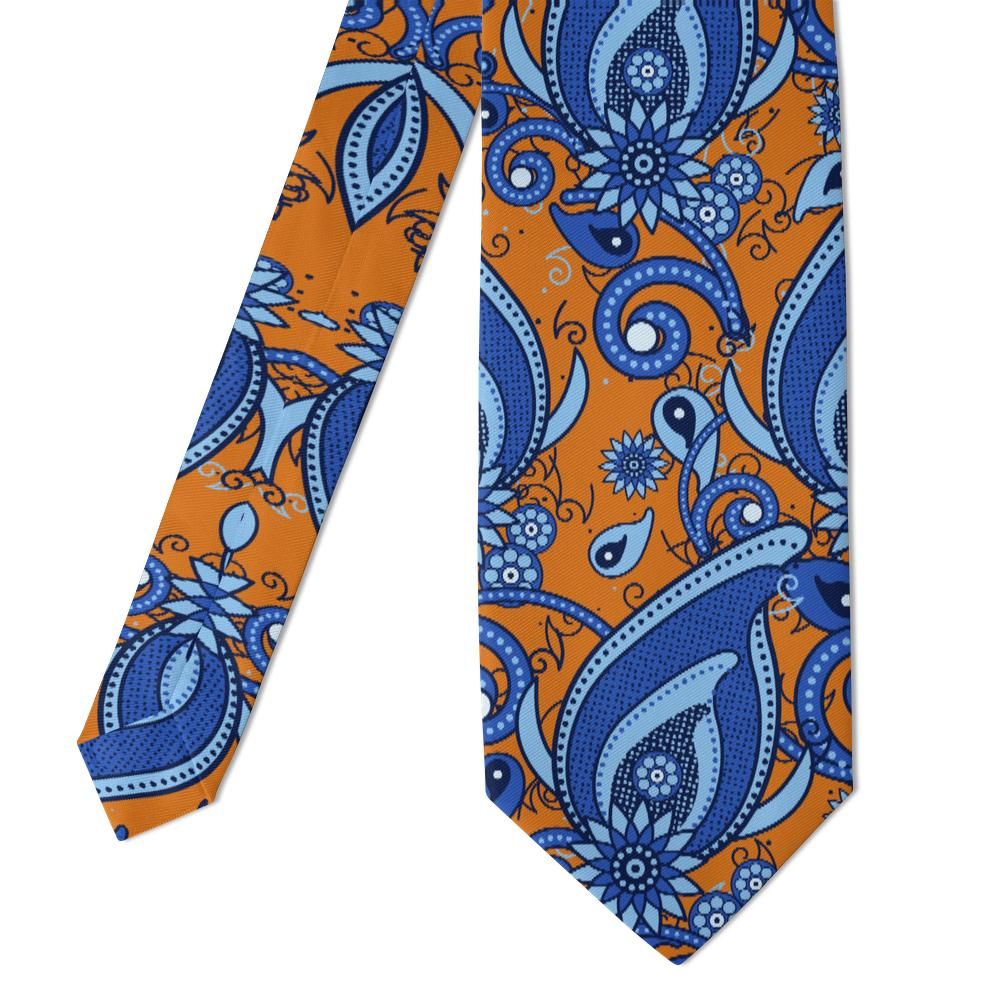 Falier - Orange & Royal Blue Sunflower Paisley Tie – Carnival Blaze