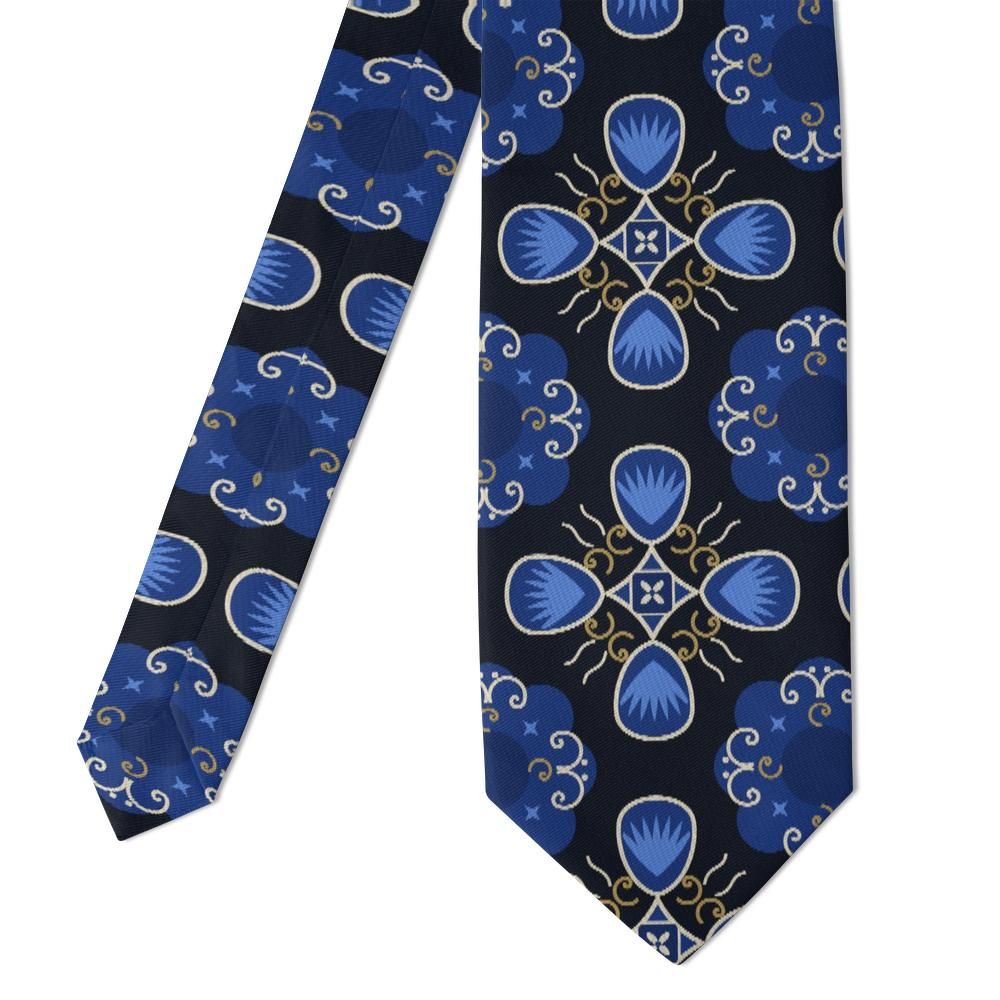 Rospigliosi - Navy & Royal Blue Medallion Foulard Tie – Roman Evening