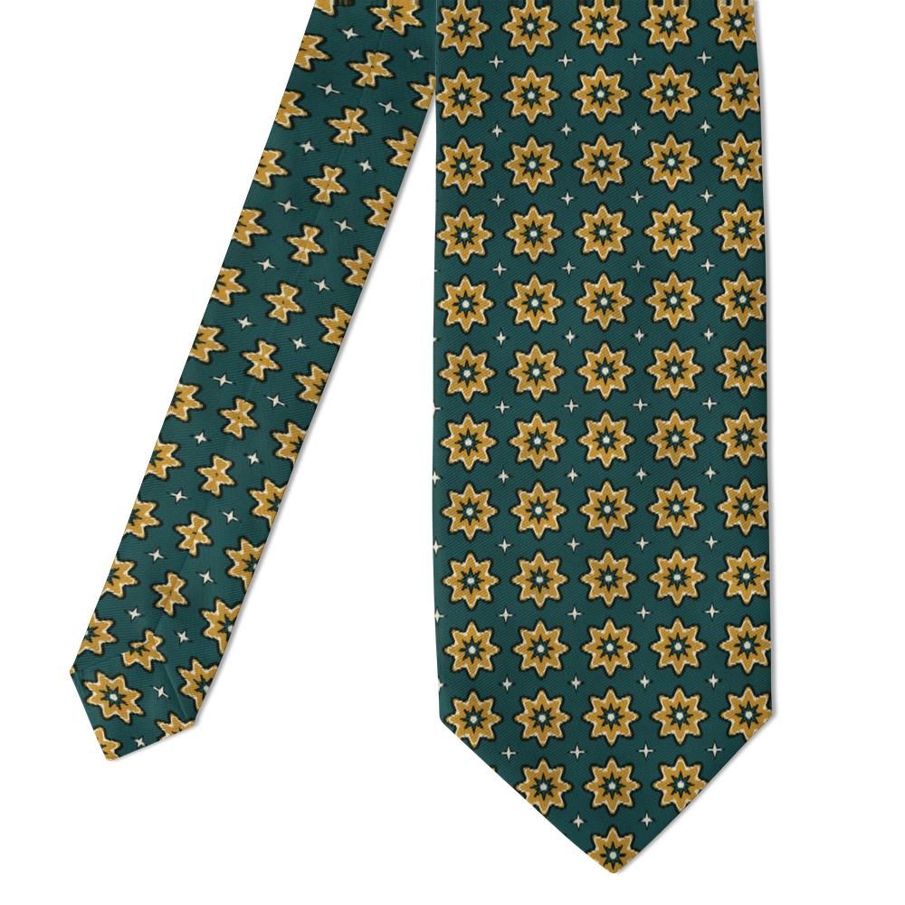 Kruse - Teal & Ochre Ajrakh Block Print Tie – Desert Oasis