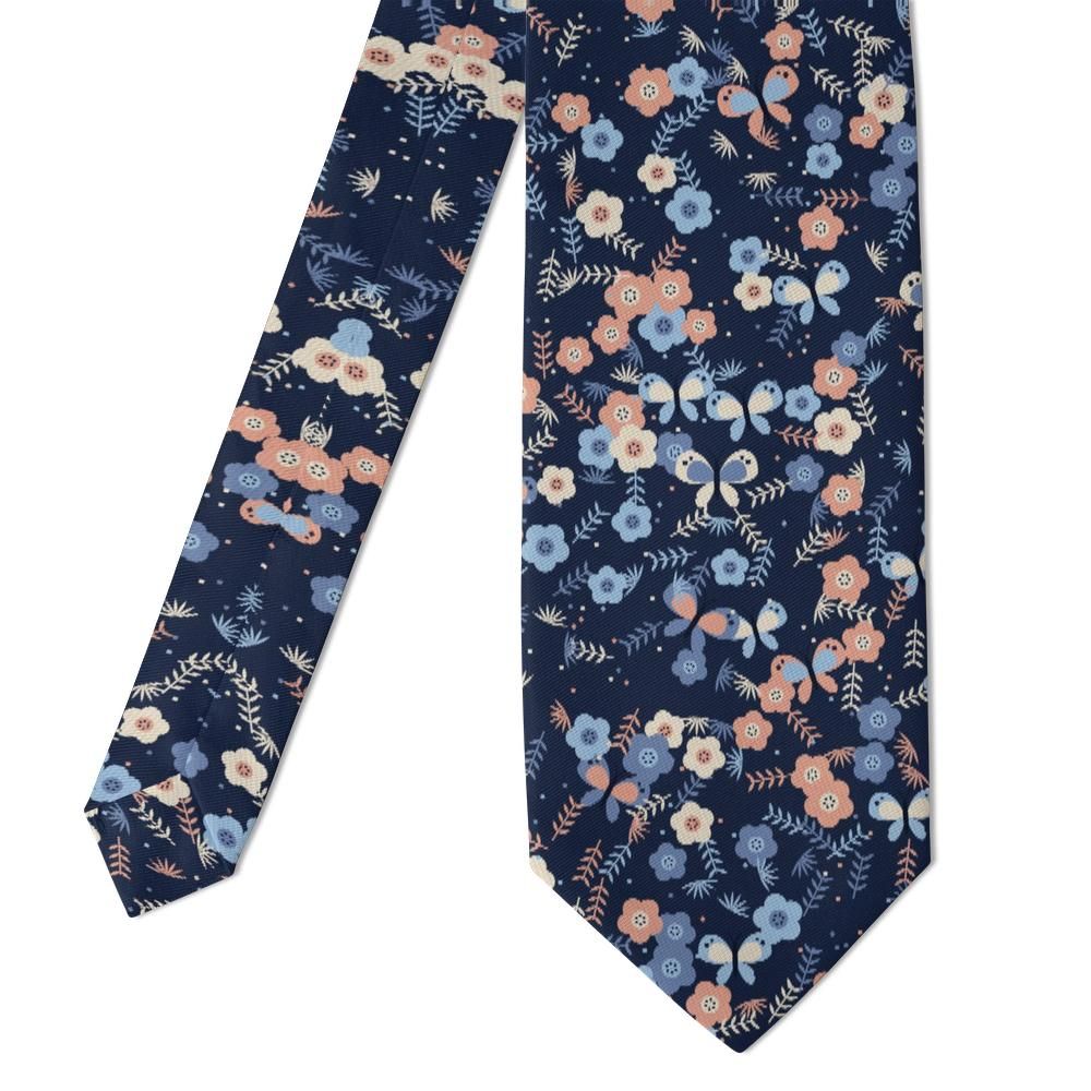 Friis - Navy & Peach Butterfly Meadow Tie – Spring Flutter