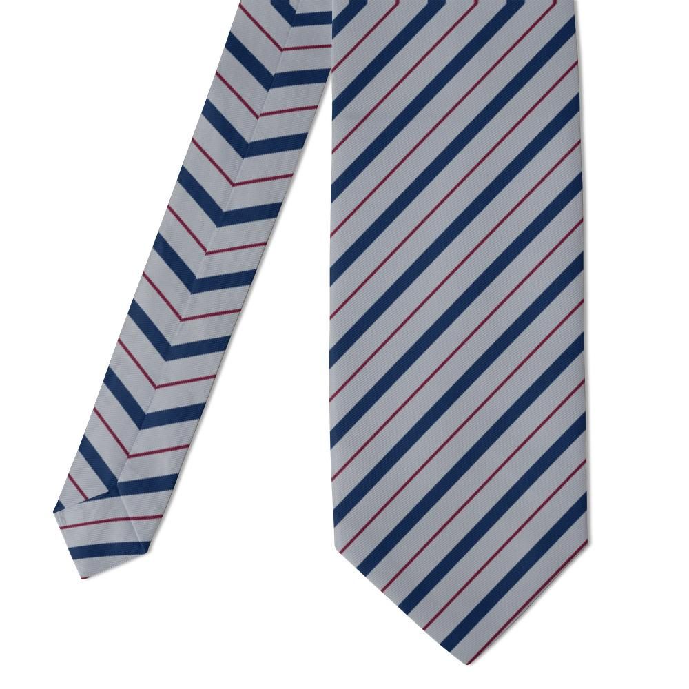 Talleyrand - Silver Grey & Navy Regimental Stripe Necktie – Daylight Poise