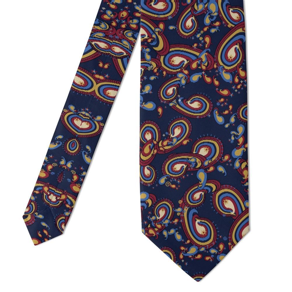 Cibo - Navy & Burgundy Large Paisley Tie – Old World Club