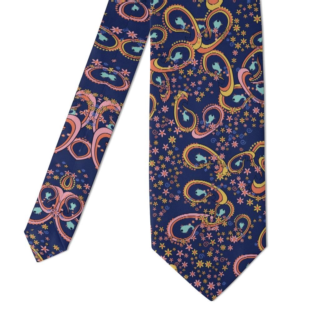 Mattei - Navy & Coral Garden Paisley Tie – Roman Evening