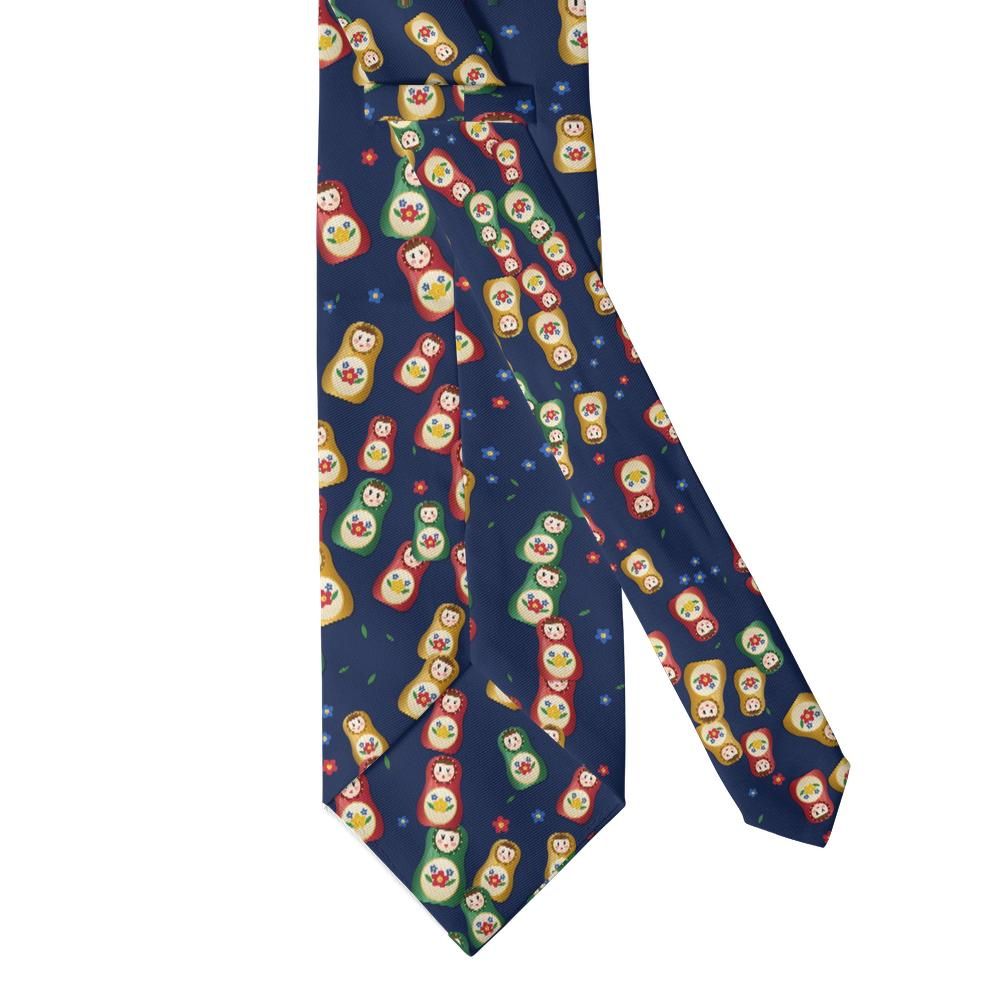 Koniecpolski - Navy Matryoshka Doll Tie – Folk Art Charm