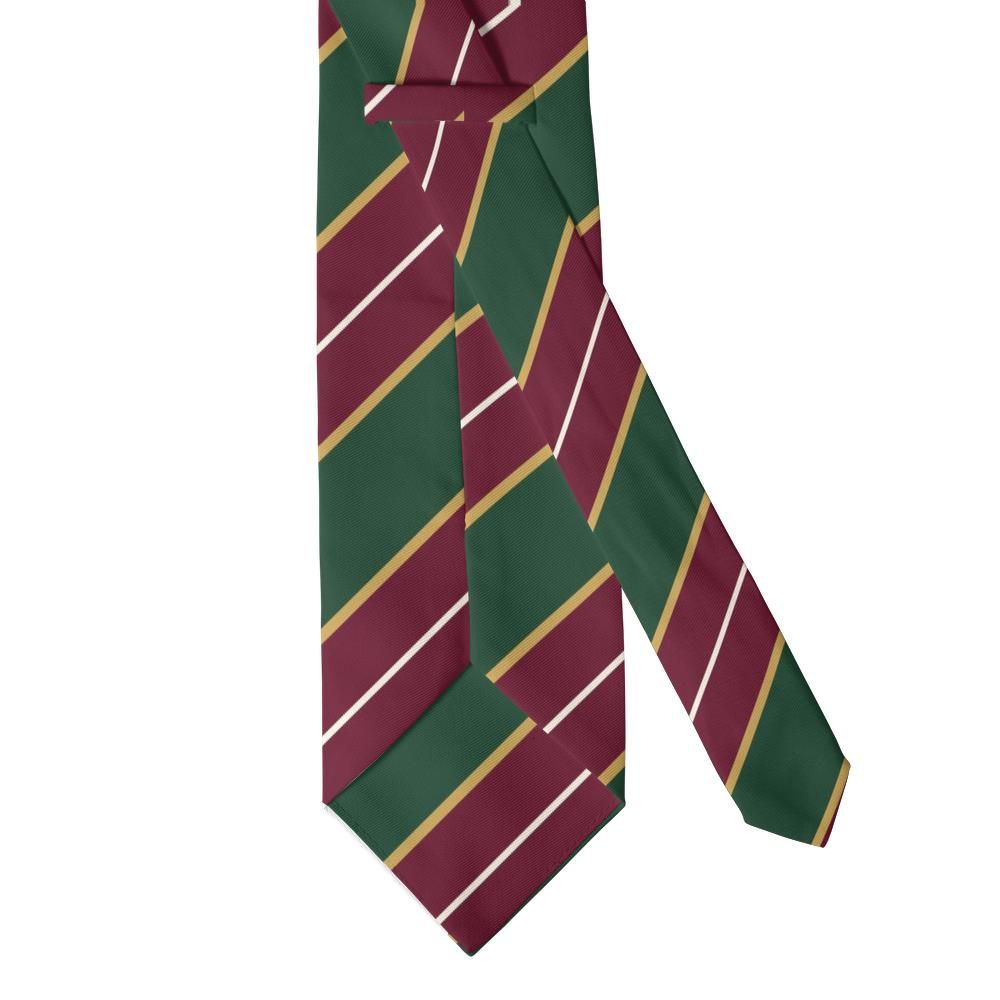 Villeroy - Forest Green & Burgundy Regimental Stripe Tie – Heritage Stripes with Country Polish